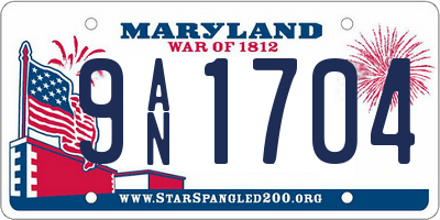 MD license plate 9AN1704