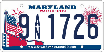 MD license plate 9AN1726