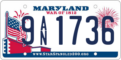 MD license plate 9AN1736