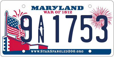 MD license plate 9AN1753