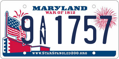 MD license plate 9AN1757