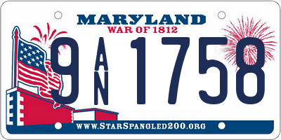 MD license plate 9AN1758