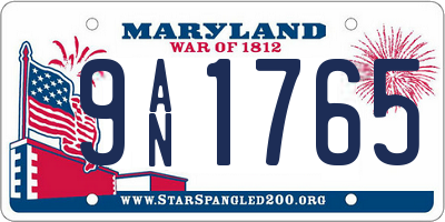 MD license plate 9AN1765