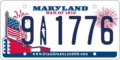 MD license plate 9AN1776