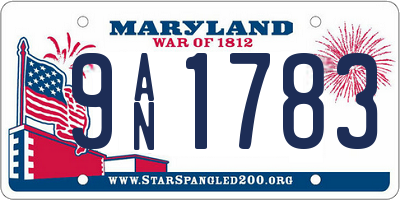 MD license plate 9AN1783