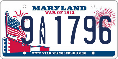 MD license plate 9AN1796