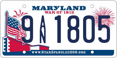 MD license plate 9AN1805