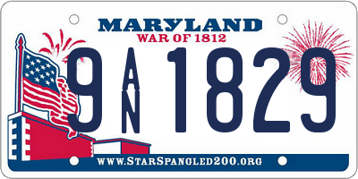 MD license plate 9AN1829