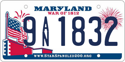 MD license plate 9AN1832