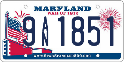 MD license plate 9AN1851