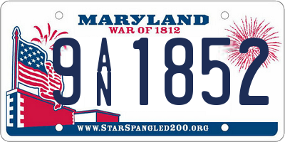 MD license plate 9AN1852