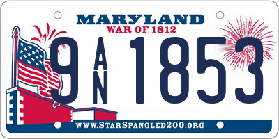 MD license plate 9AN1853