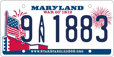 MD license plate 9AN1883