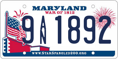 MD license plate 9AN1892
