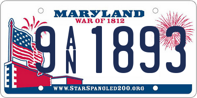 MD license plate 9AN1893