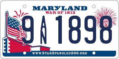 MD license plate 9AN1898