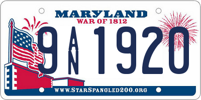MD license plate 9AN1920