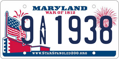MD license plate 9AN1938