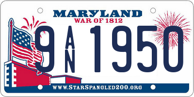 MD license plate 9AN1950