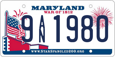 MD license plate 9AN1980