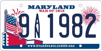 MD license plate 9AN1982