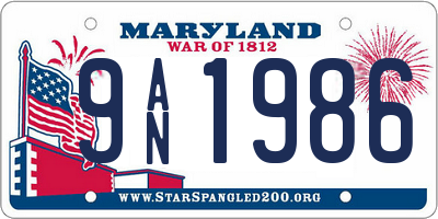 MD license plate 9AN1986