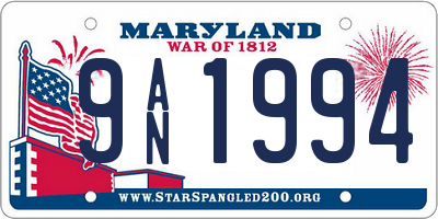 MD license plate 9AN1994