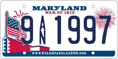 MD license plate 9AN1997