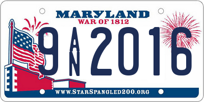 MD license plate 9AN2016