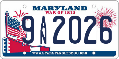 MD license plate 9AN2026