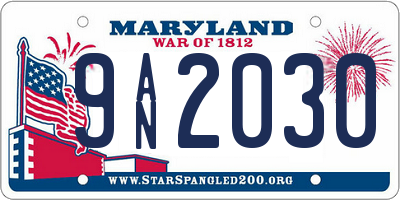 MD license plate 9AN2030