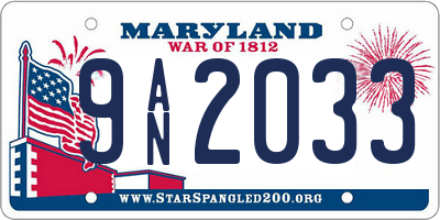 MD license plate 9AN2033
