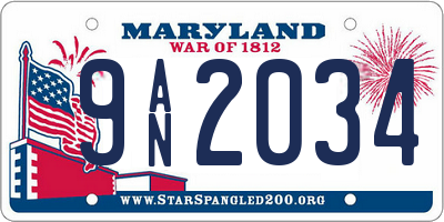 MD license plate 9AN2034