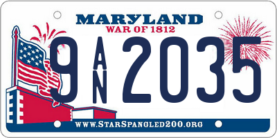 MD license plate 9AN2035
