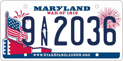 MD license plate 9AN2036