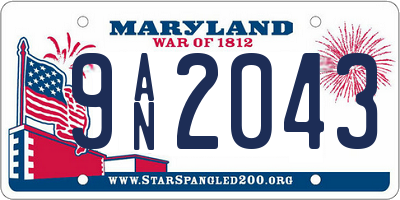 MD license plate 9AN2043