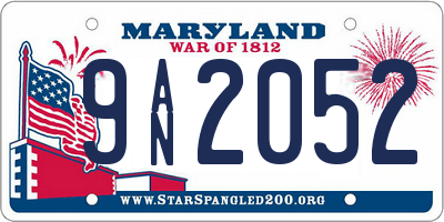 MD license plate 9AN2052