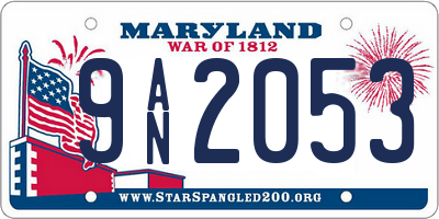 MD license plate 9AN2053