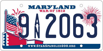 MD license plate 9AN2063