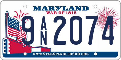 MD license plate 9AN2074