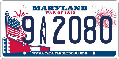 MD license plate 9AN2080