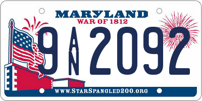 MD license plate 9AN2092