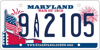 MD license plate 9AN2105