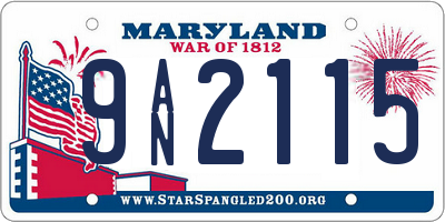 MD license plate 9AN2115
