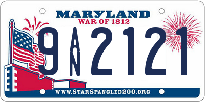 MD license plate 9AN2121