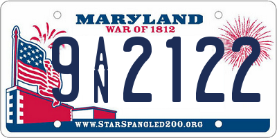 MD license plate 9AN2122