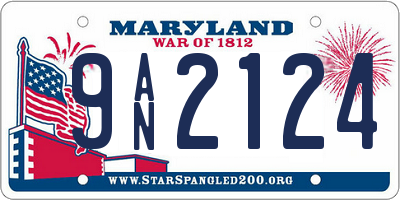 MD license plate 9AN2124