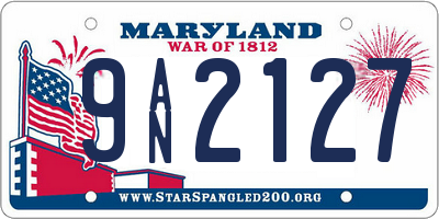 MD license plate 9AN2127