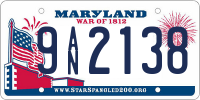 MD license plate 9AN2138
