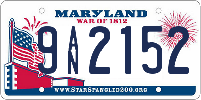 MD license plate 9AN2152